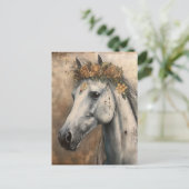 Paard met een bloemkroon briefkaart (Staand voorkant)