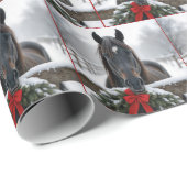 Paard met een kerstkrans cadeaupapier (Rol Hoek)