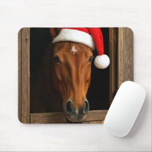Paard met een kerstmuts muismat