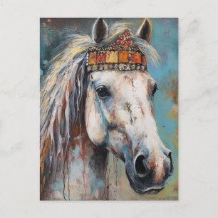 Paard met een kleurrijke kroon briefkaart