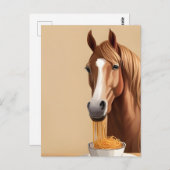 Paard met een kom spaghetti briefkaart (Voorkant / Achterkant)