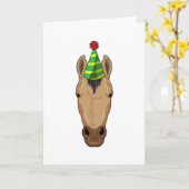 Paard met feestmuts kaart (Gele Bloem)