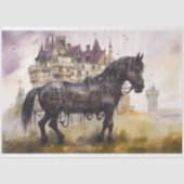 Paard met kasteel Steampunk 1 Decoupage papier (Voorkant)