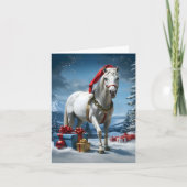 Paard met kerstmuts en kerstcadeaus bedankkaart (Voorkant)