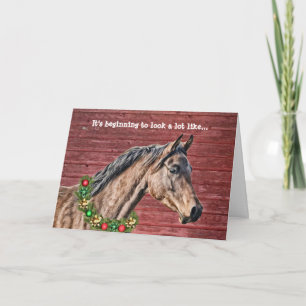 Paard met krans Kerst Kaart