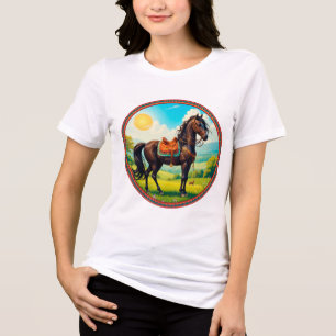 Paard met levendige achtergrond Tri-Blend shirt