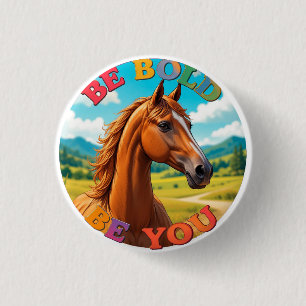 Paard met Motiverende Spreuk Ronde Button 3,2 Cm