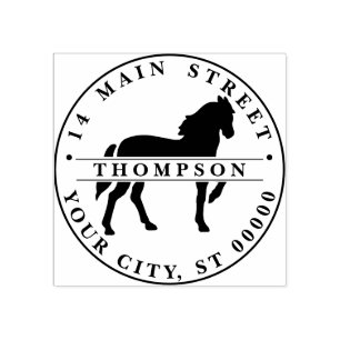  paard met stilstaande silhouettekening #3 	rubberstempel