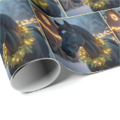 Paard met verlichte kerstkrans cadeaupapier (Rol Hoek)