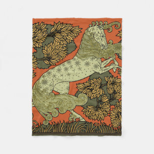 Paard middeleeuwse kunst ambachten Art Nouveau Fleece Deken