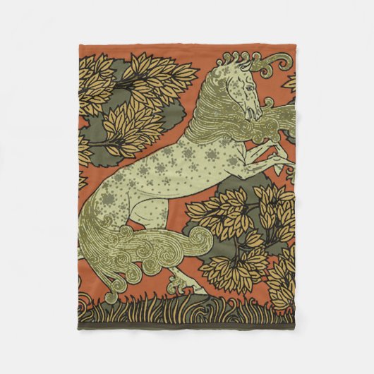 Paard middeleeuwse kunst ambachten Art Nouveau Fleece Deken (Voorkant)