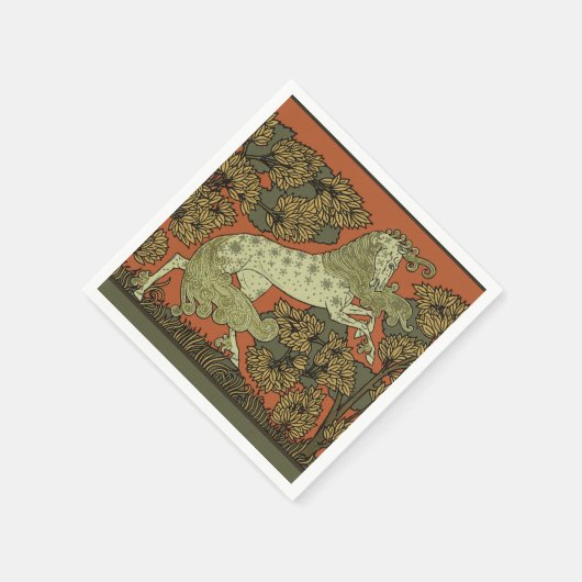 Paard middeleeuwse kunst ambachten Art Nouveau Servetten (Hoek)