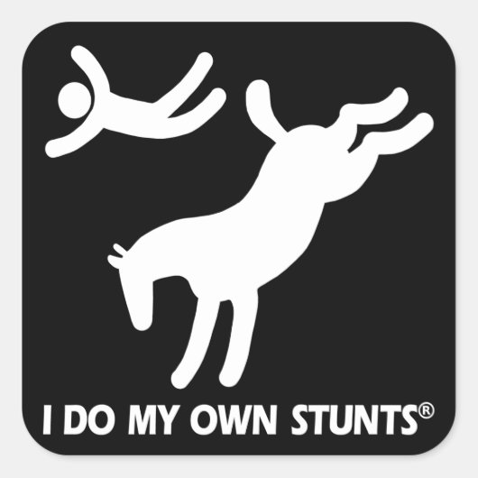 Paard mijn eigen stunts vierkante sticker (Voorkant)