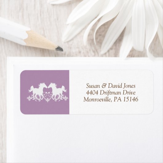 Paard modern silhouet bloemen etiket (Insitu)