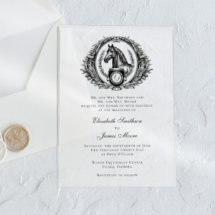 Paard Monogram Elegante Equestriale Trouw Transpar Acryl Uitnodigingen