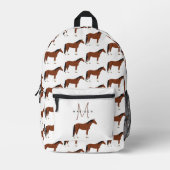 Paard monogram terug naar school bedrukte rugzak (Voorkant)