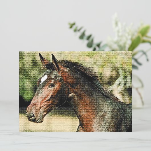 Paard Mozaïek Tegels Invitation Kaart (Staand voorkant)