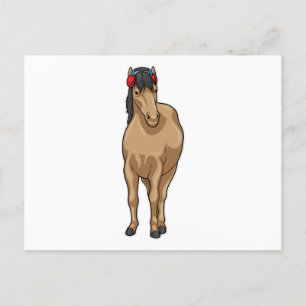 Paard Muziek Hoofdtelefoon Briefkaart