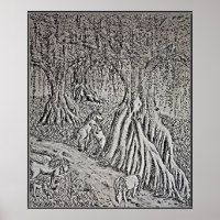 Paard Mythe Zwart & Wit Print, Poster