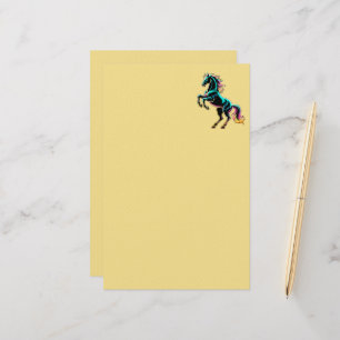 Paard Neon Licht Storing Retro Stijl Briefpapier