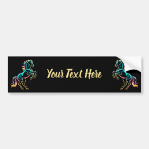 Paard Neon Licht Storing Retro Stijl Bumpersticker