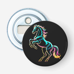 Paard Neon Licht Storing Retro Stijl Button Flesopener