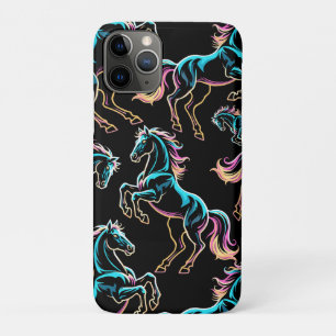 Paard Neon Licht Storing Retro Stijl iPhone 11 Pro Hoesje