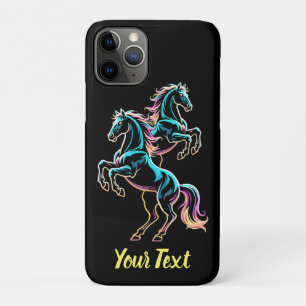 Paard Neon Licht Storing Retro Stijl iPhone 11 Pro Hoesje