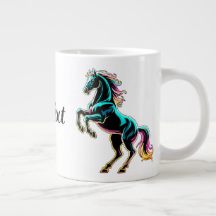 Paard Neon Licht Storing Retro Stijl Extra Grote Beker