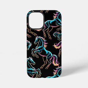 Paard Neon Licht Storing Retro Stijl iPhone 12 Mini Hoesje