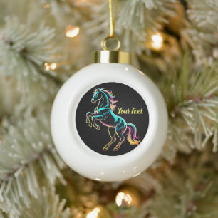 Paard Neon Licht Storing Retro Stijl Keramische Bal Ornament