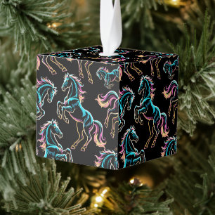 Paard Neon Licht Storing Retro Stijl Kubus Ornament