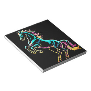 Paard Neon Licht Storing Retro Stijl Notitieblok