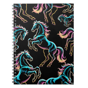 Paard Neon Licht Storing Retro Stijl Notitieboek