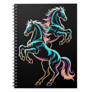 Paard Neon Licht Storing Retro Stijl Notitieboek