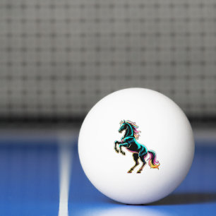 Paard Neon Licht Storing Retro Stijl Pingpongballen