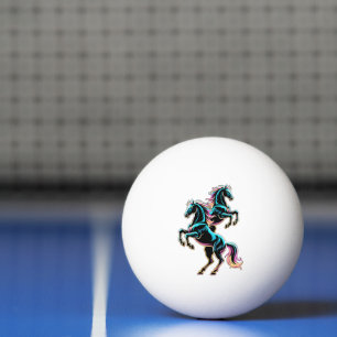Paard Neon Licht Storing Retro Stijl Pingpongballen