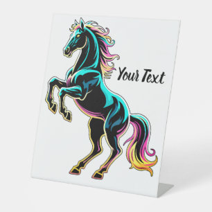 Paard Neon Licht Storing Retro Stijl Reclamebord Met Voetstuk