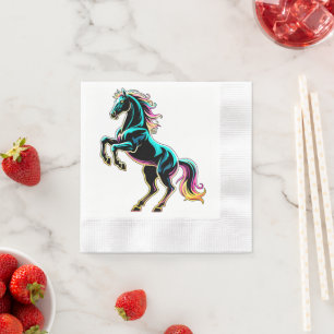 Paard Neon Licht Storing Retro Stijl Servet