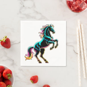 Paard Neon Licht Storing Retro Stijl Servet