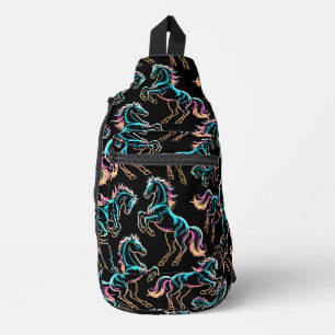 Paard Neon Licht Storing Retro Stijl Sling Bag