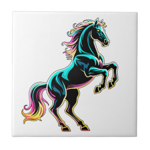 Paard Neon Licht Storing Retro Stijl Tegeltje