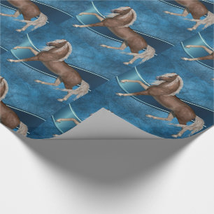 Paard op blauw met lint LG print All Occasion Cadeaupapier
