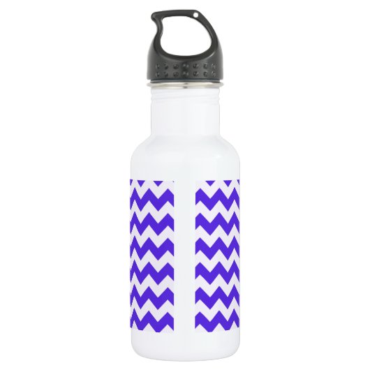 Paard op Blue Violet Chevron; Paardensport Waterfles (Achterkant)