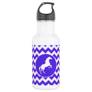 Paard op Blue Violet Chevron; Paardensport Waterfles