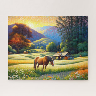 Paard op Boerderij Bloemenweide Legpuzzel