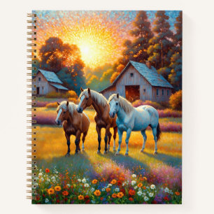 Paard op boerderij bloemenweide notitieboek