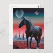 Paard op een planeet in de ruimte briefkaart (Voorkant / Achterkant)