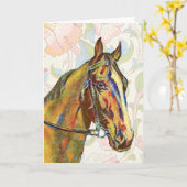  paard op Floral Pattern Art Note Kaart 3 (Gele Bloem)