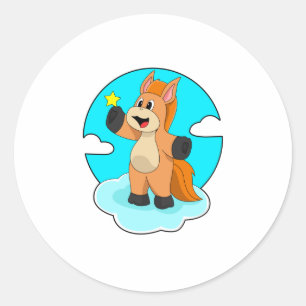 Paard op wolken ronde sticker